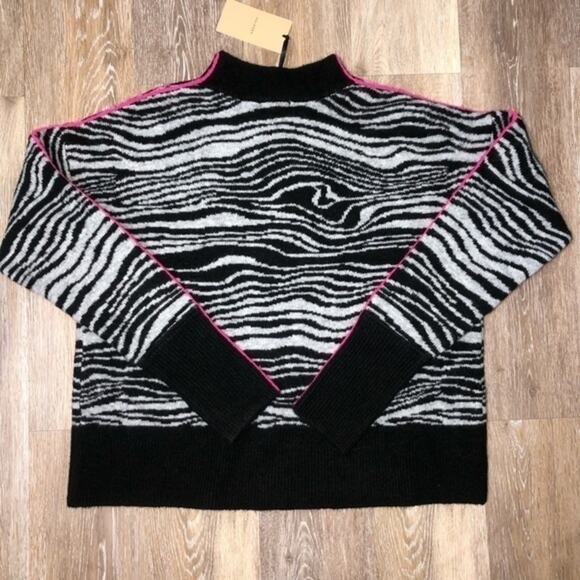 Halogen Swirl Zebra Stripe Mock Neck Sweater Large NWT - Picture 5 of 9